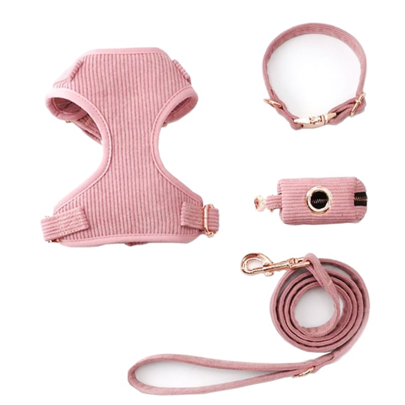 Solid Color Dog Harness and Leash Sets