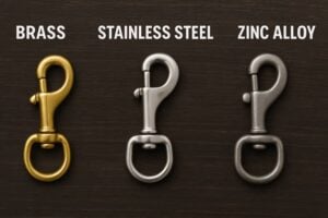 brass, stainless steel, and zinc alloy hardware