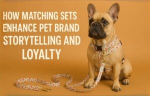 pet wearing coordinated collar and leash set