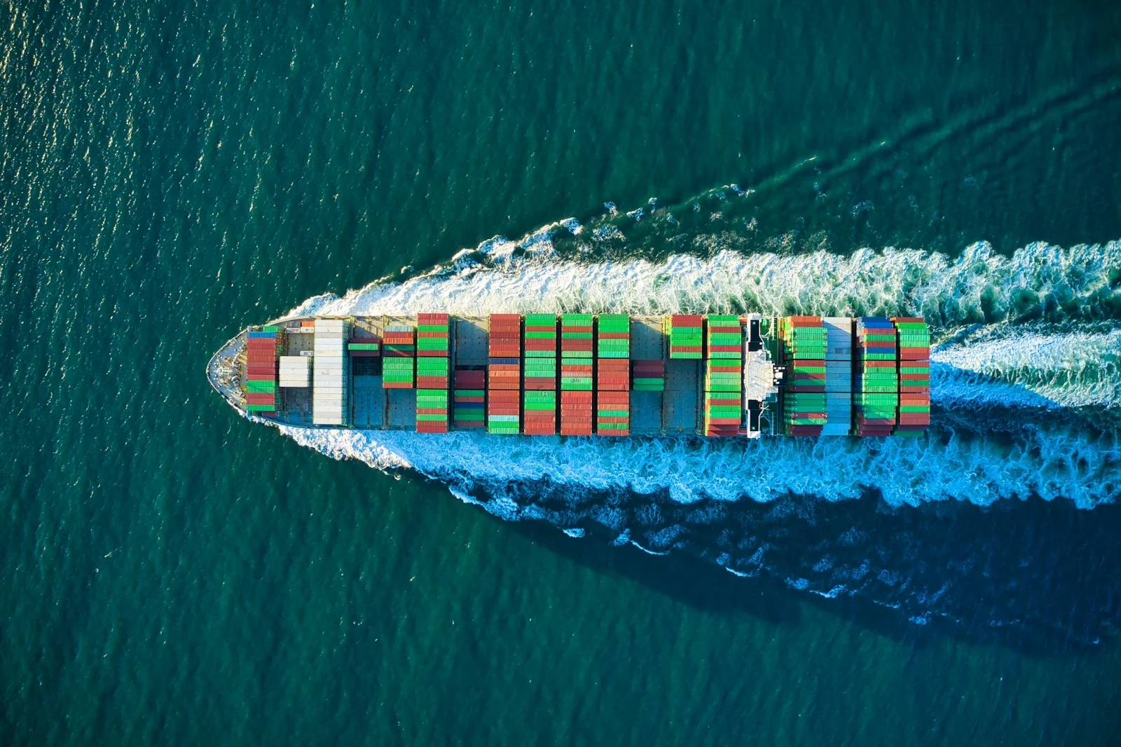 Cargo ship containers at sea
