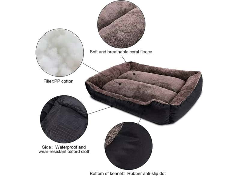 Close-up of premium pet bed materials and construction